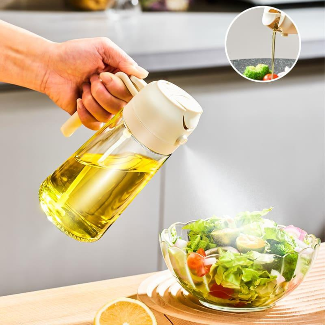 Pulverizador de Óleo 2 em 1 500ml com Controle de Porção - Compre 1 Leve 2