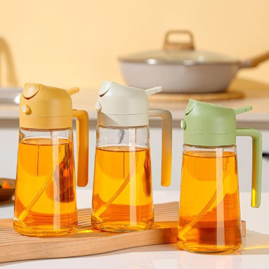 Pulverizador de Óleo 2 em 1 500ml com Controle de Porção - Compre 1 Leve 2