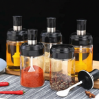 Kit Porta Tempero Condimento de Vidro com Tampa e Colher Embutida - Entrega Grátis