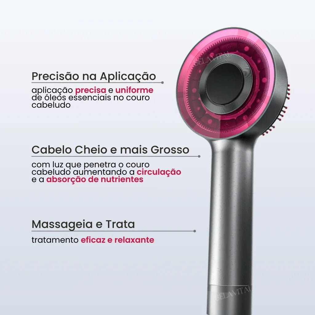 Pente BreoBrush: Terapia de Luz, Massageador e Difusor