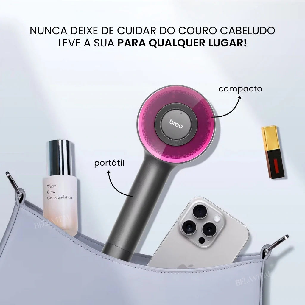 Pente BreoBrush: Terapia de Luz, Massageador e Difusor